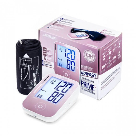 Novama Prime+ Pink, automatyczny ciśnieniomierz naramienny, z mankietem 22-40 cm, różowy, z ekranem LCD, 1 sztuka