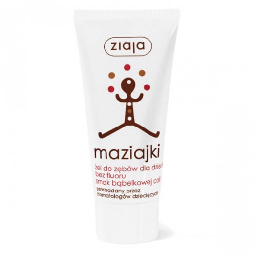 Ziaja Maziajki, żel do zębów dla dzieci, bez fluoru, smak bąbelkowej coli, 50 ml