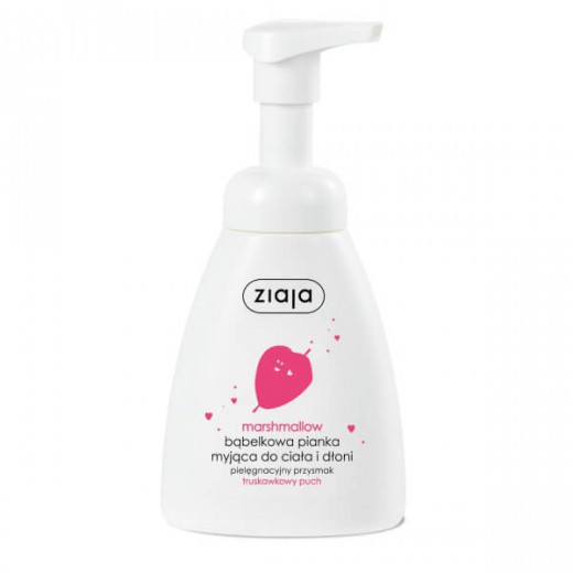 Ziaja Marshmallow, bąbelkowa pianka myjąca do ciała i dłoni, truskawkowy puch, 250 ml