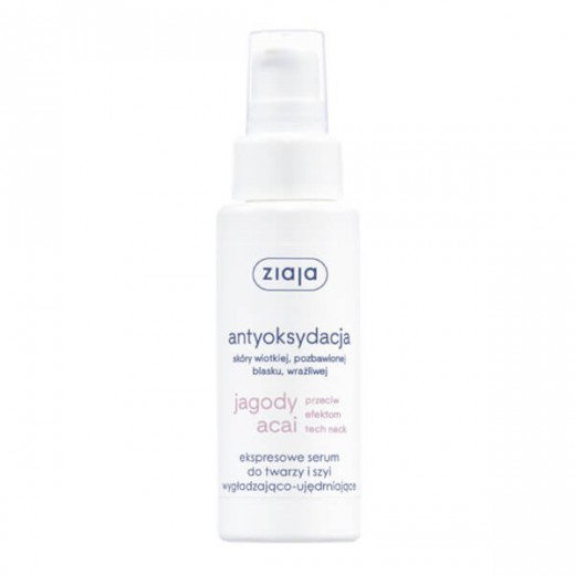 Ziaja Jagody Acai, serum ekspresowe do twarzy i szyi, wygładzająco-ujędrniające, 50 ml
