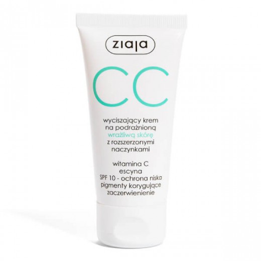 Ziaja CC, wyciszający krem na podrażnioną, wrażliwą skórę z rozszerzonymi naczynkami, 50 ml