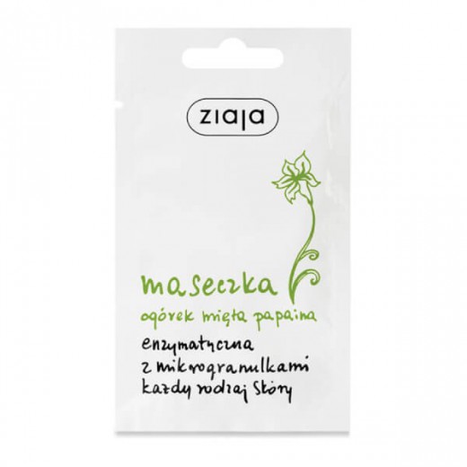 Ziaja Ogórek, Mięta, maseczka enzymatyczna z mikrogranulkami, 7 ml