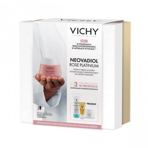 Zestaw Vichy Neovadiol Rose Platinium, krem na dzień, 50 ml + demakijaż 3w1, 100 ml + krem na noc, 15 ml + serum, 5 ml