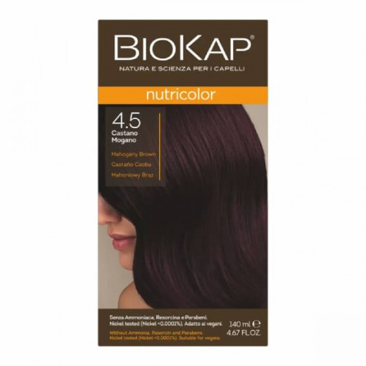 Biokap Nutricolor, farba koloryzująca do włosów, 4.5 mahoniowy brąz, 140 ml