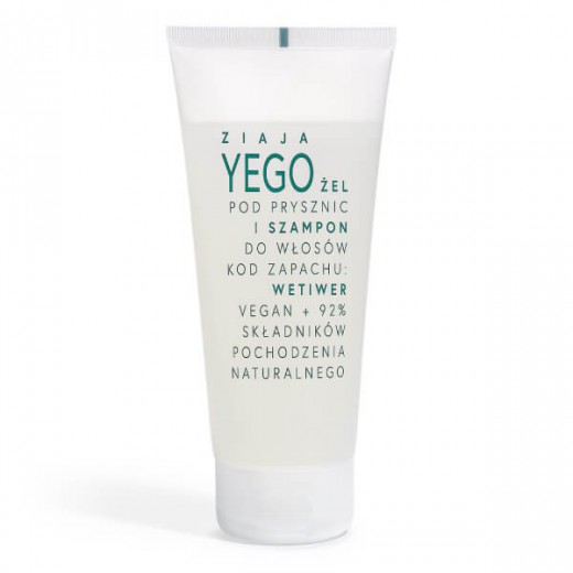 Ziaja Yego, żel pod prysznic i szampon do włosów, wetiwer, 200 ml