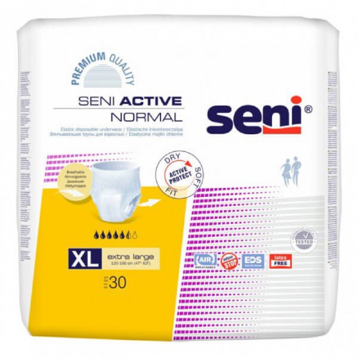 Seni Active Normal, majtki chłonne, Extra Large, 120-160 cm, 30 sztuk