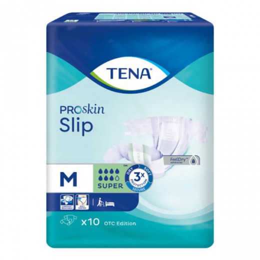 Tena Slip ProSkin, pieluchomajtki, rozmiar M, Super, 10 sztuk