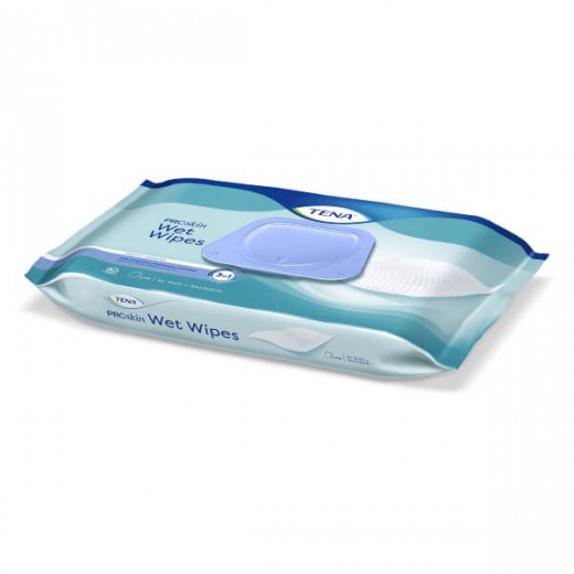 Tena Wet Wipes, chusteczki nawilżane 3w1, z klipsem, 48 sztuk