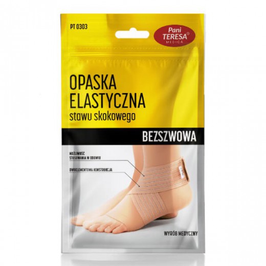 Pani Teresa, opaska elastyczna stawu skokowego PT 0303, skarpetka, bezszwowa, cielista, rozmiar S, 1 sztuka