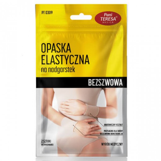 Pani Teresa, opaska elastyczna na nadgarstek PT 0309, krótka, bezszwowa, cielista, rozmiar S, 2 sztuki