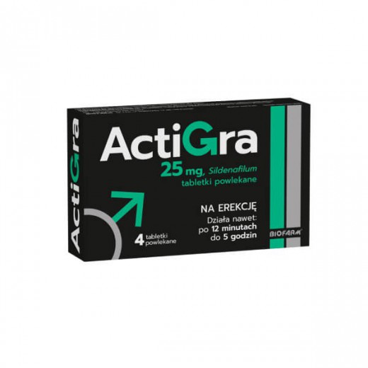 Actigra 25 mg, 4 tabletki powlekane