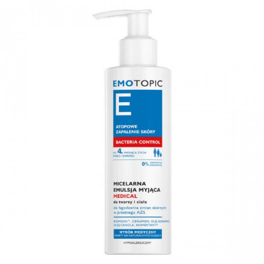 Pharmaceris E Emotopic Bacteria Control, micelarna emulsja myjąca do twarzy i ciała od 4 miesiąca życia, 190 ml