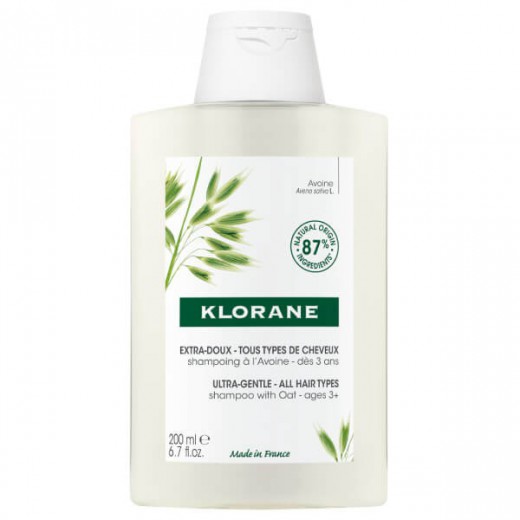 Klorane, szampon na bazie mleczka z owsa do wszystkich rodzajów włosów, 200 ml
