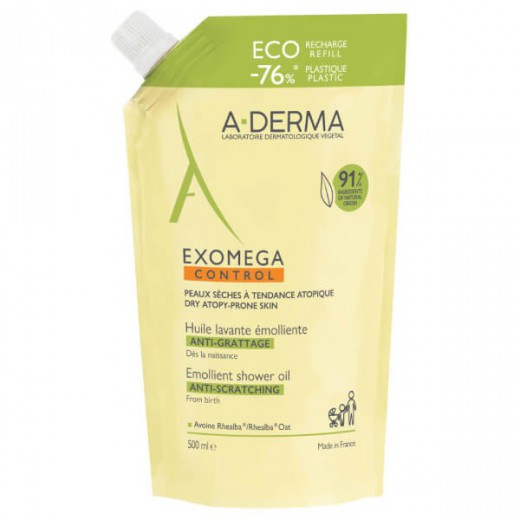 A-Derma Exomega Control, olejek emolient pod prysznic, Eco Refill, 500ml