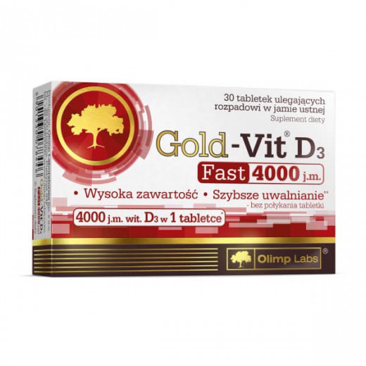 Olimp, Gold-Vit D3 4000 j.m. Fast, smak jabłkowy, 30 tabletek