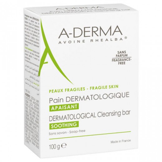 A-Derma Dermalibour, oczyszczająca kostka dermatologiczna do twarzy i ciała, 100 g