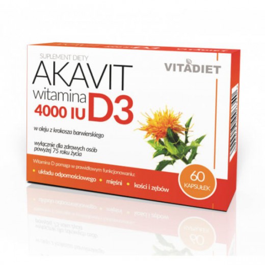 Akavit Witamina D3 4000 IU, 60 kapsułek