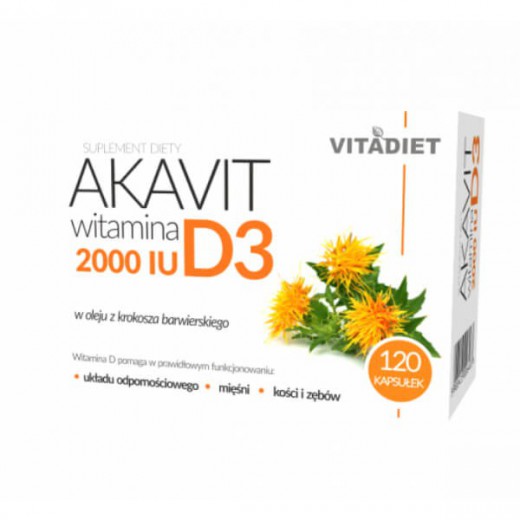 Akavit Witamina D3 2000 IU, 120 kapsułek blister