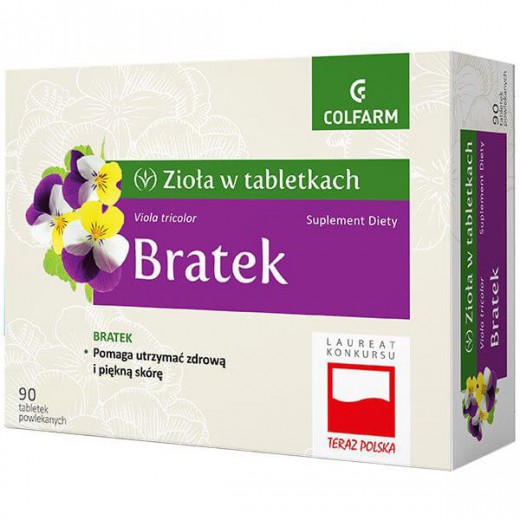 Zioła w tabletkach, Bratek, 90 tabletek powlekanych