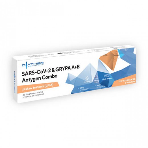 Test Diather SARS-CoV-2, Grypa A+B, Antygen Combo, 1 sztuka