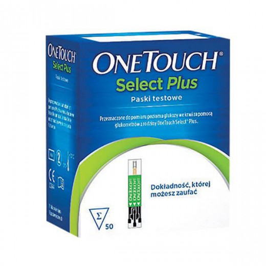One Touch Select Plus, paski testowe do glukometru, 50 pasków