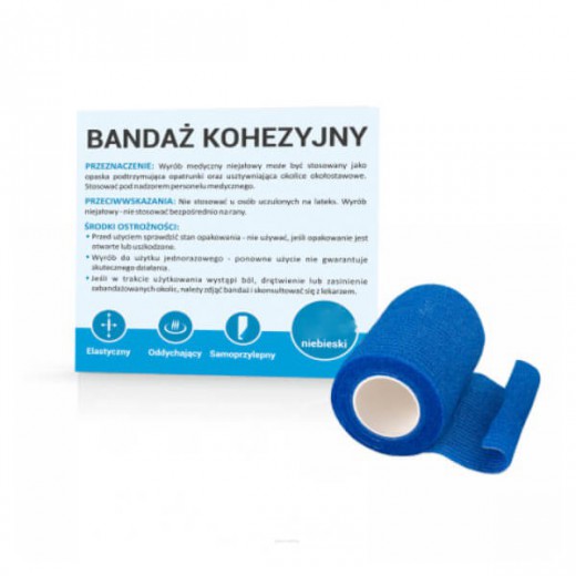 Bandaż kohezyjny niebieski, 4,5m x 10cm, 1 sztuka
