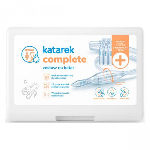 Katarek Complete, zestaw na katar, aspirator + sól fizjologiczna, 5 ml x 10 ampułek