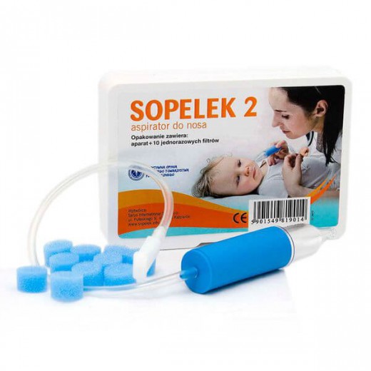 Sopelek 2, aspirator do nosa, od urodzenia + filtry do aspiratora, jednorazowe, 10 sztuk