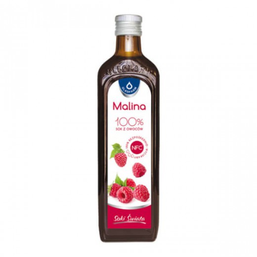 Oleofarm Soki Świata Malina, 100% sok z owoców, 490 ml