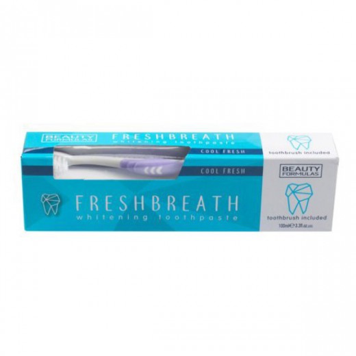 Beauty Formulas FreshBreath, wybielająca pasta do zębów, 100 ml + szczoteczka do zębów, 1 sztuka
