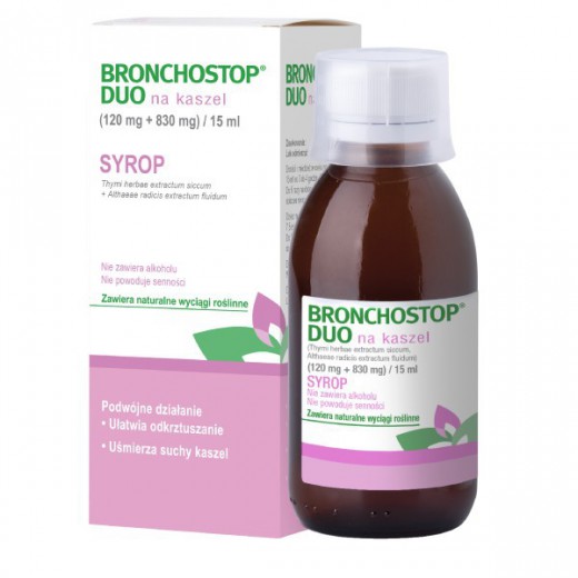 Bronchostop Duo na kaszel (120 mg + 830 mg)/ 15 ml, syrop, 120 ml