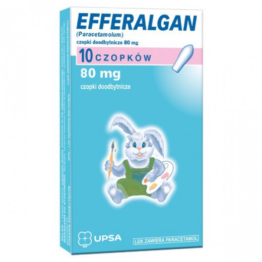 Efferalgan 80 mg, dla dzieci od 2 do 6 miesiąca, 10 czopków doodbytniczych