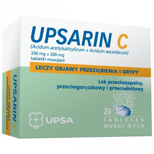 Upsarin C 330 mg + 200 mg, 20 tabletek musujących (import równoległy Delfarma)
