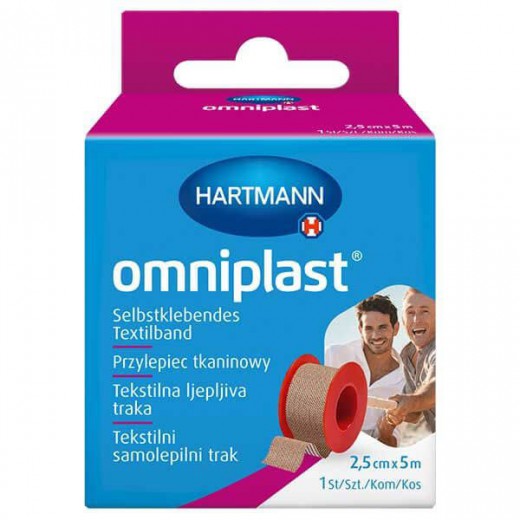 Omniplast, przylepiec tkaninowy z wiskozy, cielisty, 2,5 cm x 5 m, 1 sztuka