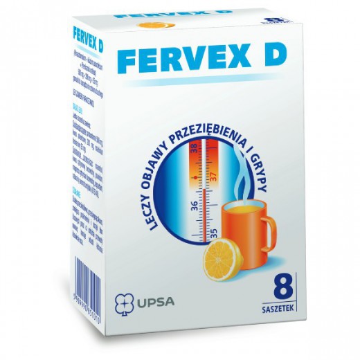 Fervex D 500 mg + 200 mg + 25 mg, granulat do sporządzania roztworu doustnego, 8 saszetek