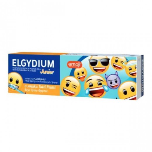 Elgydium Junior Emoji Pasta do zębów w żelu dla dzieci 7-12lat Tutti Frutti, 50ml