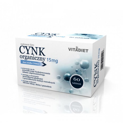 Cynk organiczny 15 mg, 60 tabletek