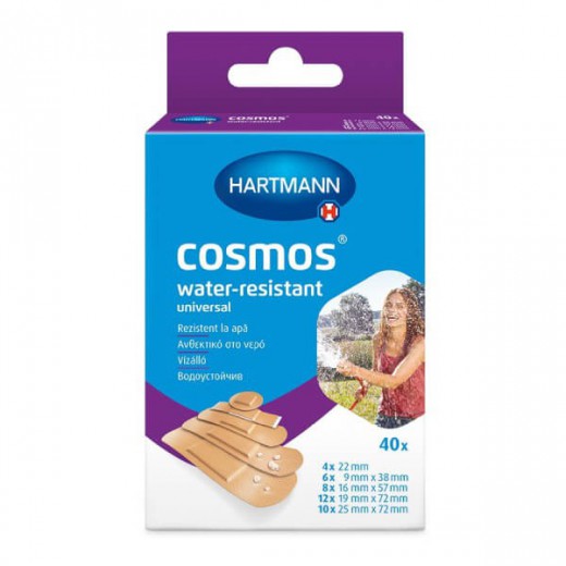 Cosmos Water-Resistant Universal, plastry z opatrunkiem, 5 rozmiarów, 40 sztuk