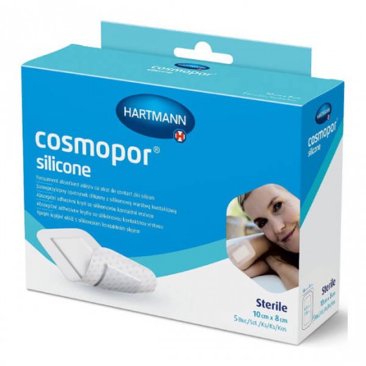Cosmopor Silicone opatrunek samoprzylepny 7.2cm x 5cm, 5 sztuk