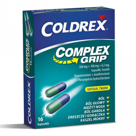 Coldrex Complex Grip 500 mg + 100 mg + 6,1 mg, 16 kapsułek