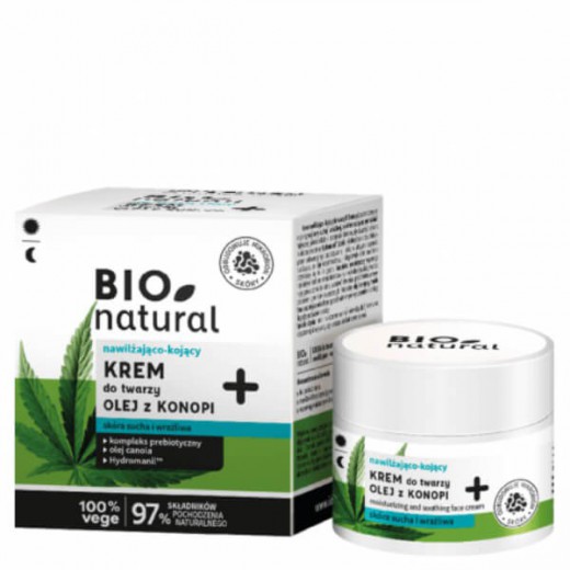 BioNatural Krem nawilżająco-kojący do twarzy na dzień i na noc, 50ml
