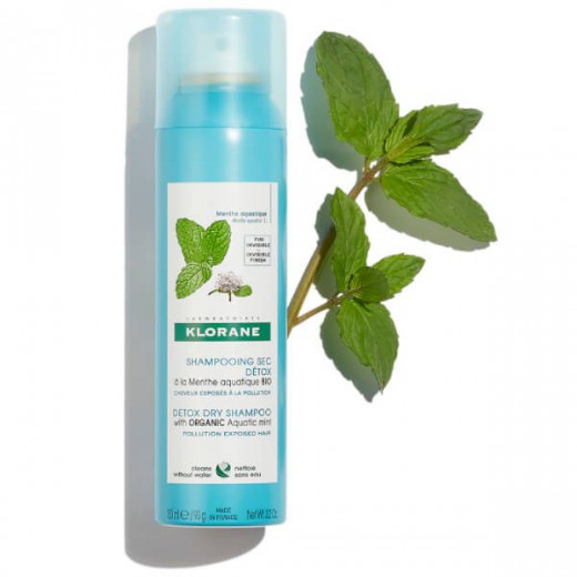 Klorane, detoksykujący suchy szampon z organiczną miętą nadwodną, 150 ml