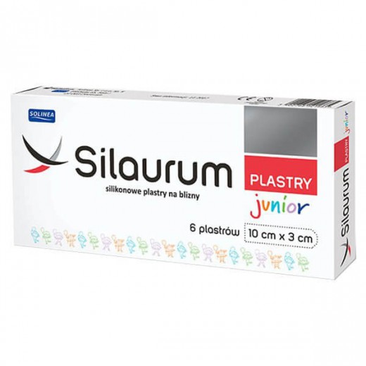 Silaurum Junior, silikonowe plastry na blizny, 10 cm x 3 cm, 6 sztuk