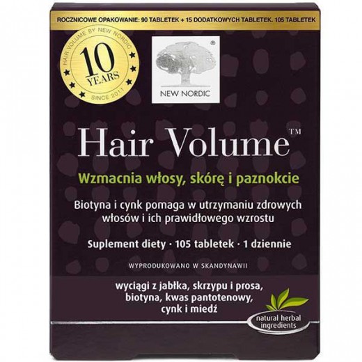 New Nordic Hair Volume, 90 tabletek + dodatkowo 15 tabletek