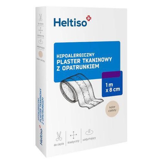 Heltiso Plaster tkaninowy z opatrunkiem, 1m x 8cm, 1 sztuka