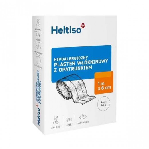 Heltiso Plaster włókninowy z opatrunkiem 1m x 6cm, 1 sztuka