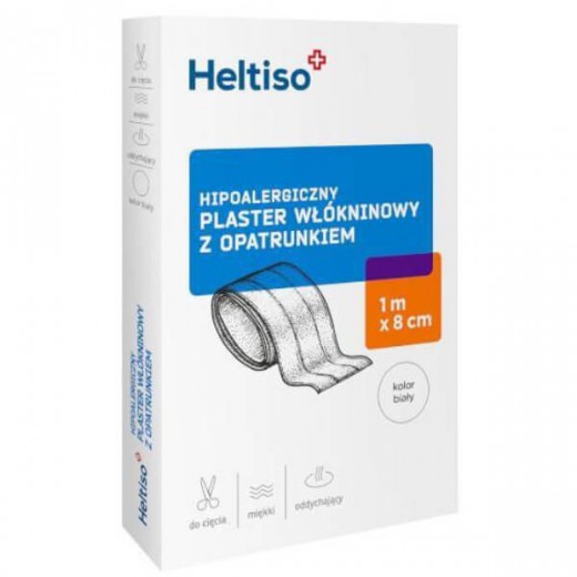 Heltiso Plaster włókninowy z opatrunkiem 1m x 8cm, 1 sztuka