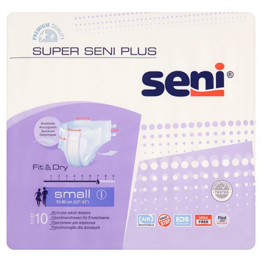 Super Seni Plus, pieluchomajtki, Small, 55-80 cm, 10 sztuk