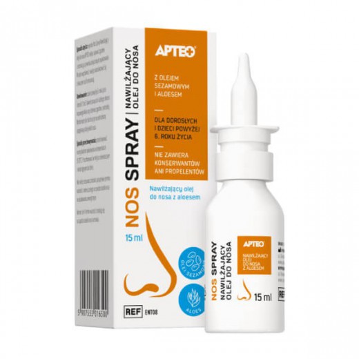 Nos Spray, nawilżający olejek do nosa, Apteo, 15ml