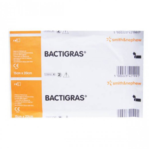 Bactigras, opatrunek parafinowy z octanem chlorheksydyny, jałowy, 15 cm x 20 cm, 1 sztuka